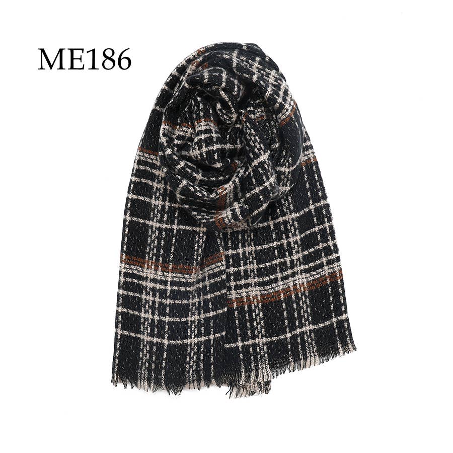 Adorro - Wholesale Scarf - Women's - Soft Chunky Knit Plaid Scarf (10 colors) 7