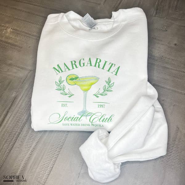 Margarita Social Club Crewneck - White for wholesale by Sophie V. Designs