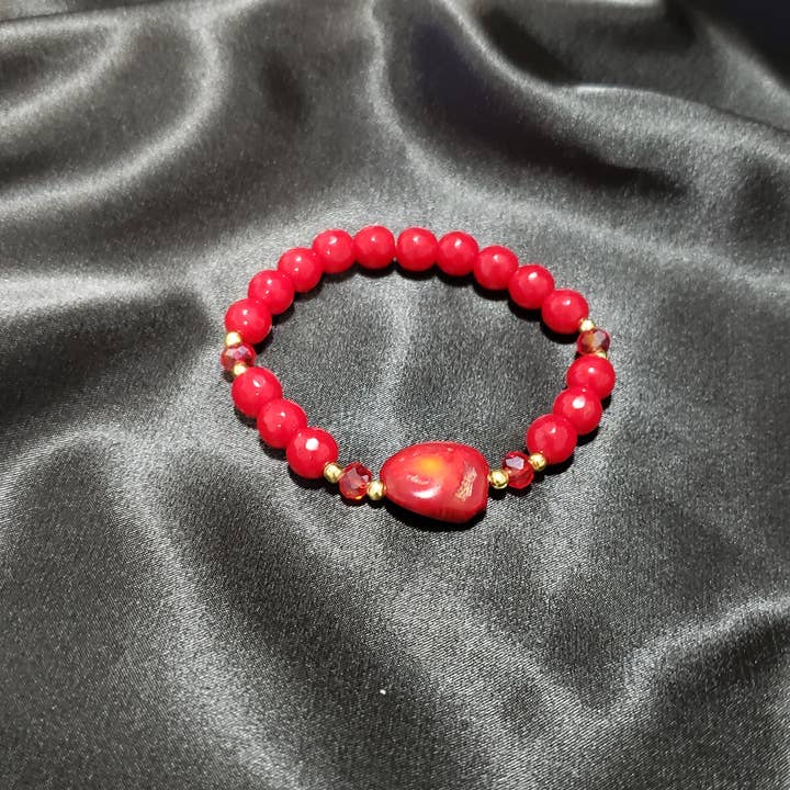 Pulseira de Corais e Pedra de Lava - B15 por atacado de The Bijoux Collective