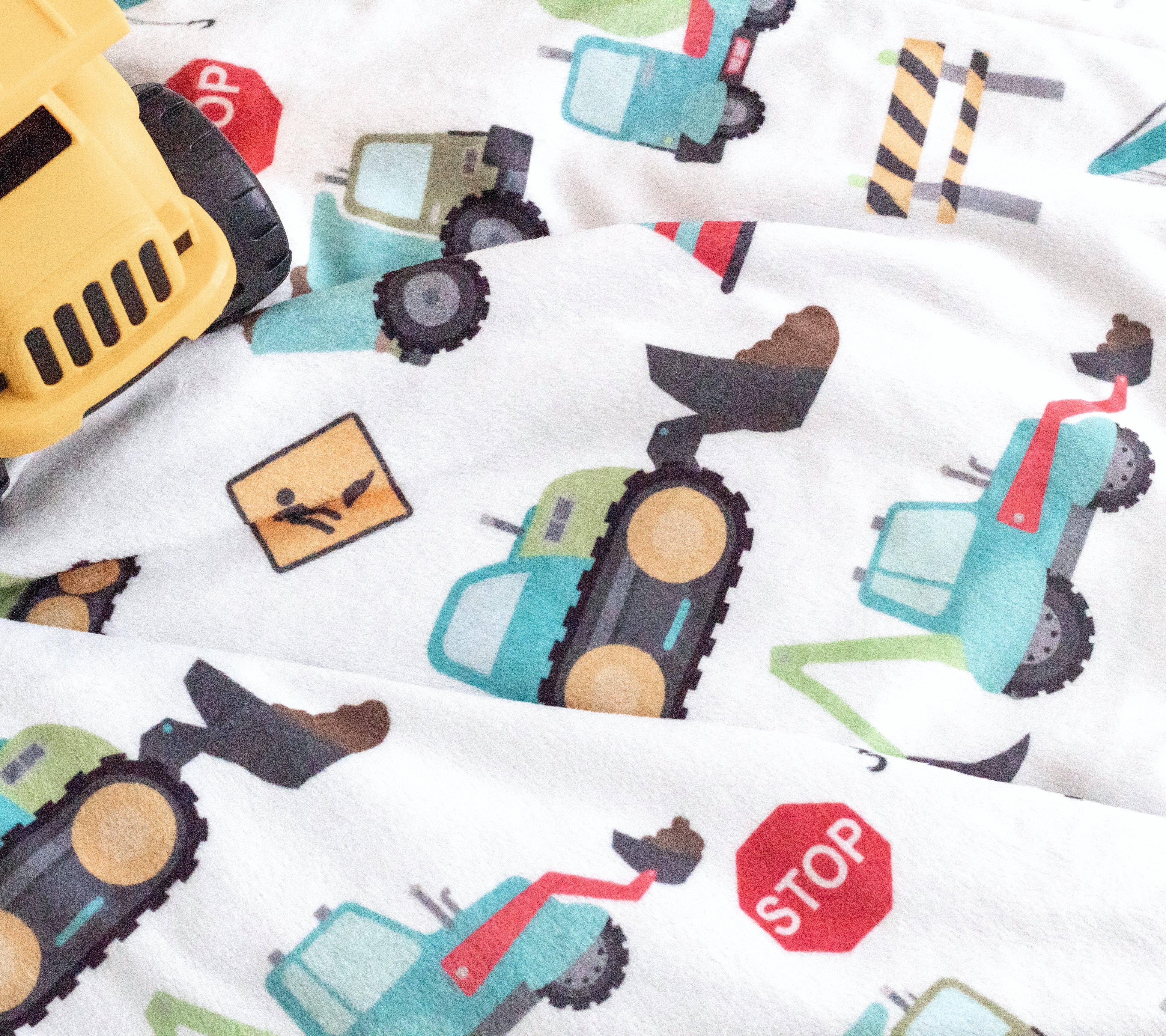 Honey Lemonade- Minky Baby Blankets and Gifts – wholesale Bedding blanket – Kids & Baby – Toddler Minky Blanket - Construction Trucks5
