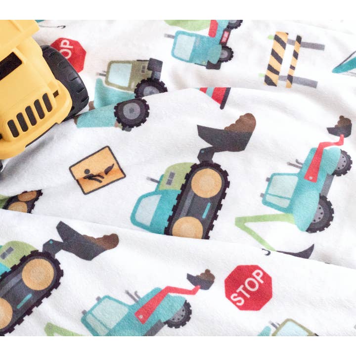 Honey Lemonade- Minky Baby Blankets and Gifts – wholesale Bedding blanket – Kids & Baby – Toddler Minky Blanket - Construction Trucks5