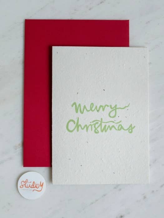 Plantable Merry Christmas Greeting Card (Green) for wholesale by Studio Y Creative
