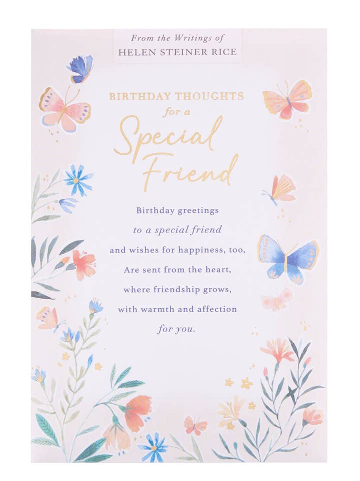 Birthday Card For Friend - Florals And Butterflies Design for wholesale by UK Greetings