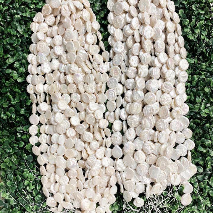 Large 15mm Flat Coin Freshwater Pearls, Wholesale Pearl Beads, Large Coin Freshwater Pearl, Gemstone Beads, Bulk Beads For Jewelry Making for wholesale by The Bead Bazaar