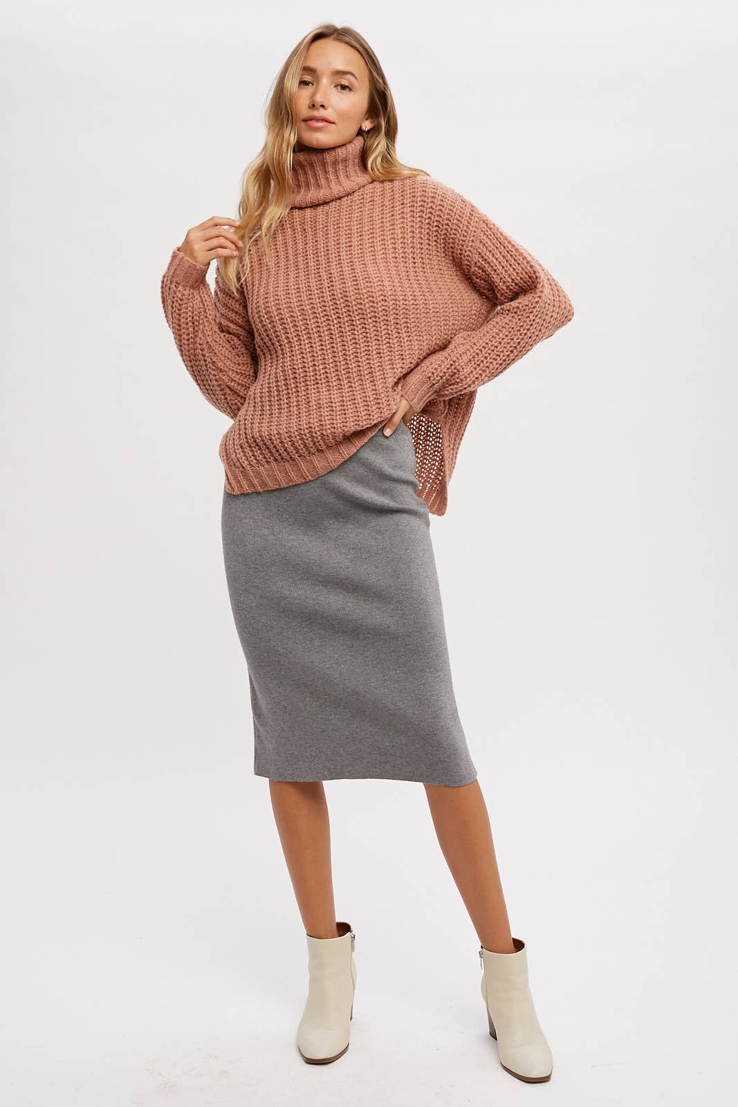 Bluivy - Wholesale Skirt - Women's - H LINE MIDI SWEATER SKIRT19