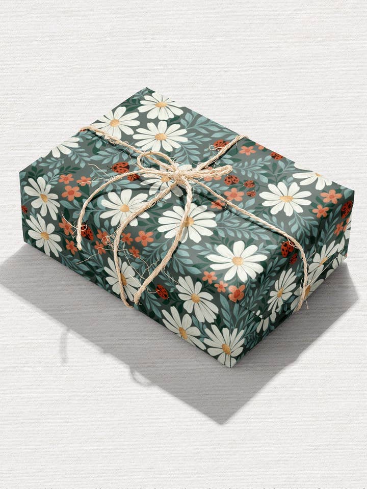 Wrapping Paper Rolls - Ladybug Lane - Dark Green - 2 Sheets for wholesale by Roxy Lane Design