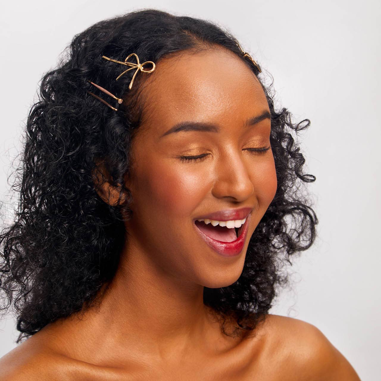 KITSCH - Wholesale Bobby Pin - Women's - Metal Enamel Cloud & Bow Bobby Pins 8pc Set - Rosewood5