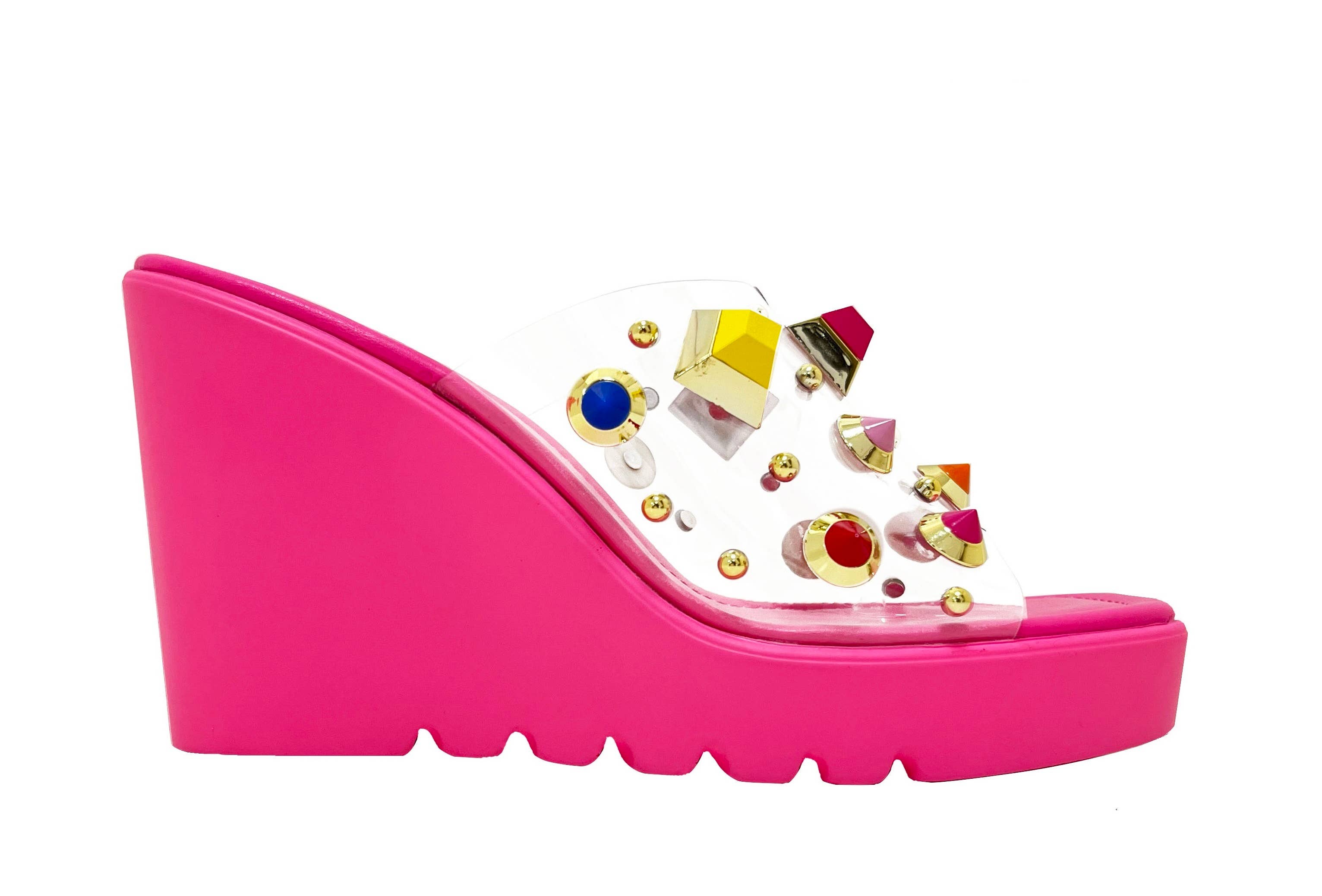 LADY COUTURE - Vente Chaussures compensées – femme - Sandale compensée Palm Beach avec multi-pierres2