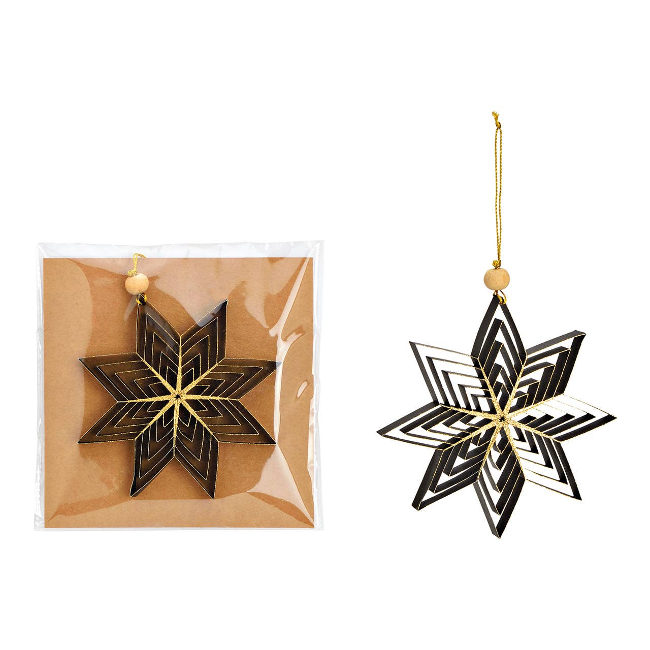 Wurm - Wholesale Christmas Decoration - Christmas hanger 3D star made of paper/cardboard, black (W/H/D) 15x15x1cm0