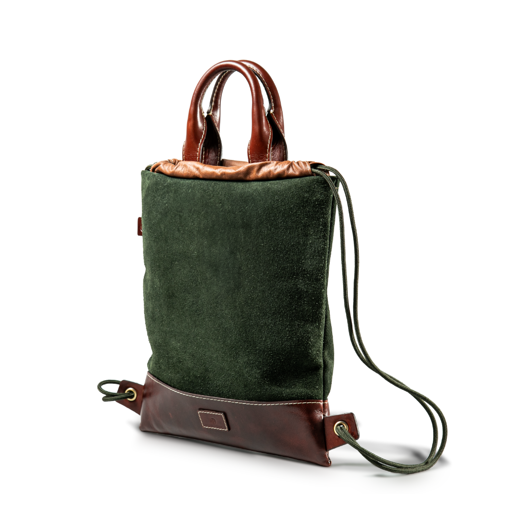 Alejandra Collective - Wholesale Backpack - Unisex - Blumarino Men’s Gym Leather Bag Green & Tan 2-in-1 Unisex Ba1