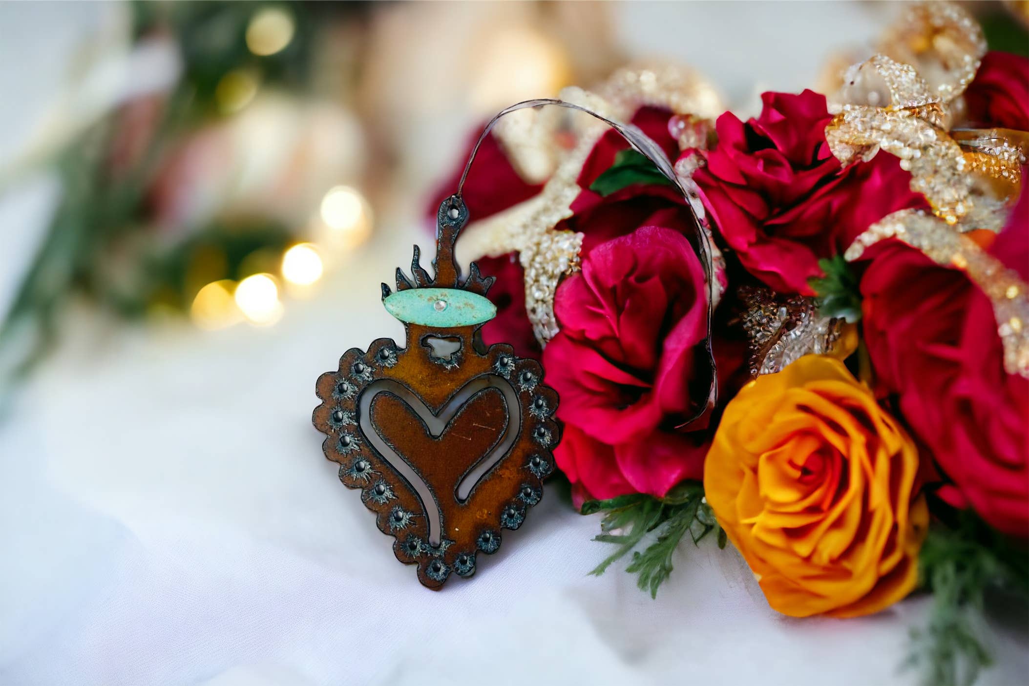 Whimsies – Ornamento por atacado – Ornamento de milagro coração Turquesa EUA sudoeste do Arizona