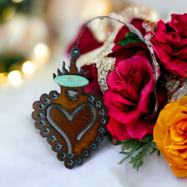 Whimsies – Ornamento por atacado – Ornamento de milagro coração Turquesa EUA sudoeste do Arizona0