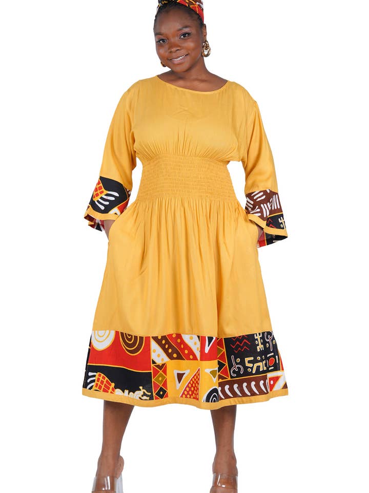 African Trim Midi Dress for wholesale by Satsuma Wholesale