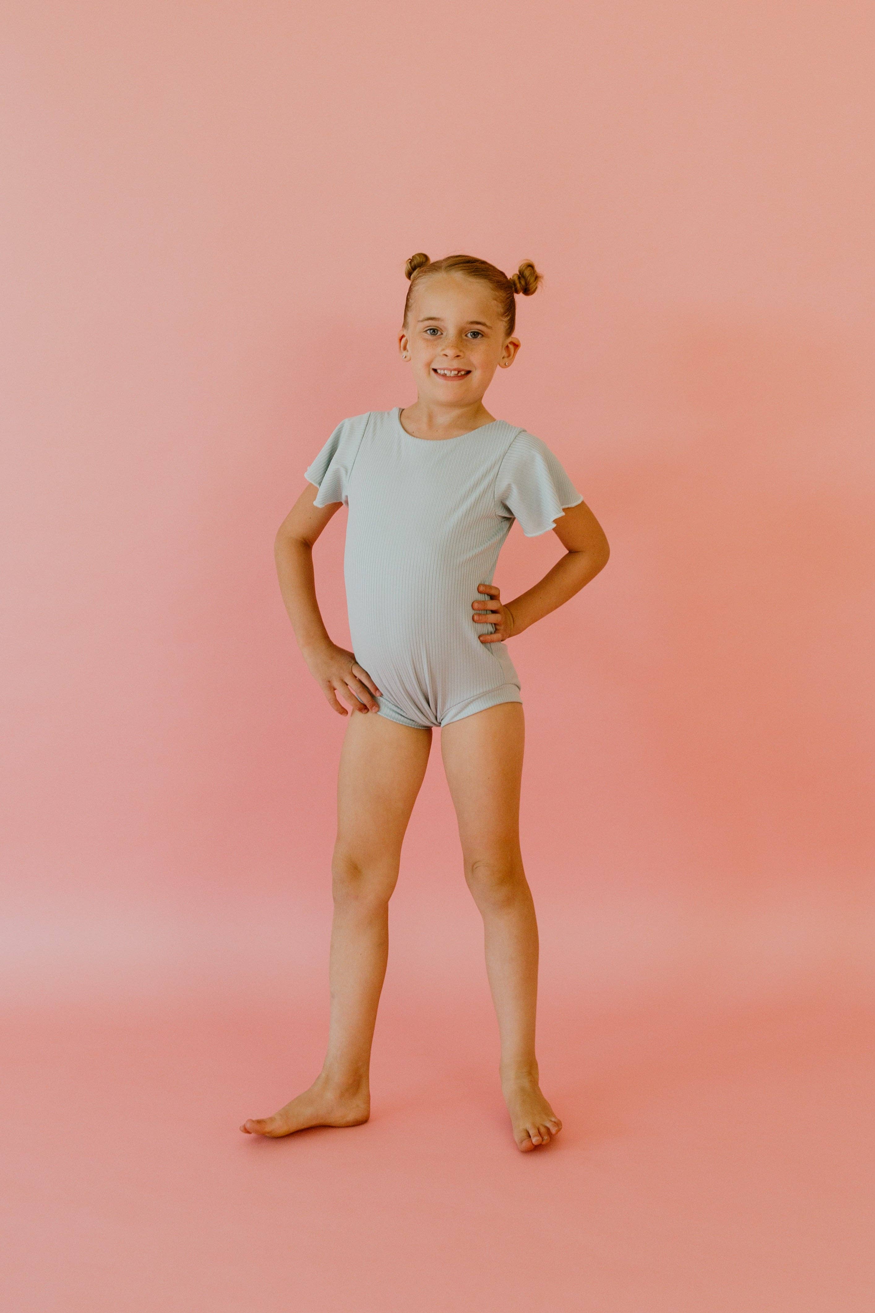 Willa B - Wholesale Leotard - Kids - Dusty Blue Ribbed Leotard