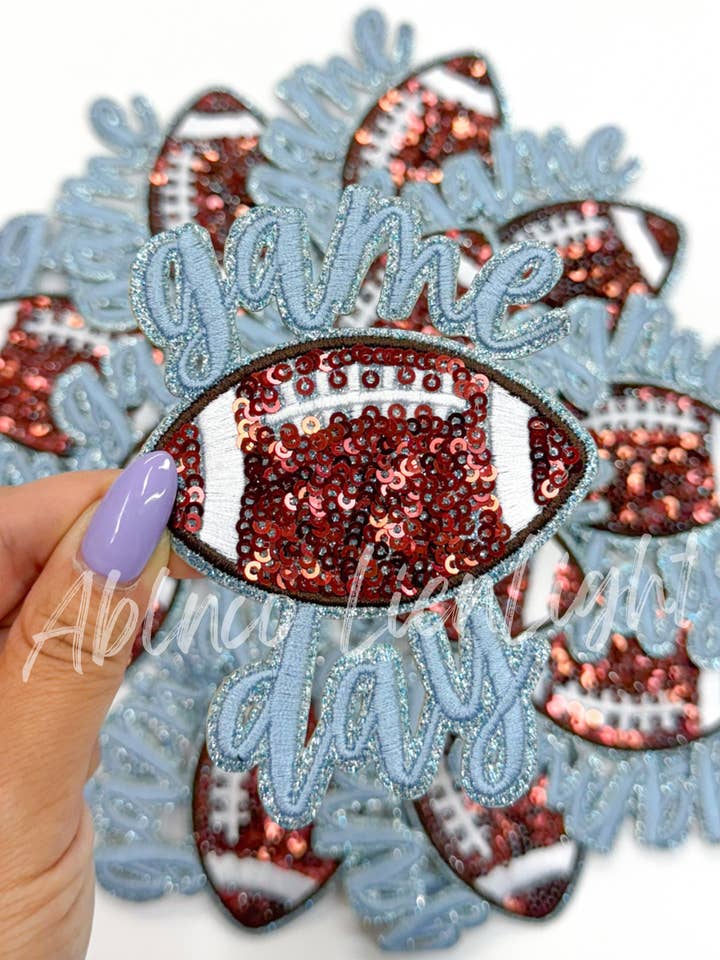 blue game day football sticker adhesive patch stadium bag for wholesale by ABLNco