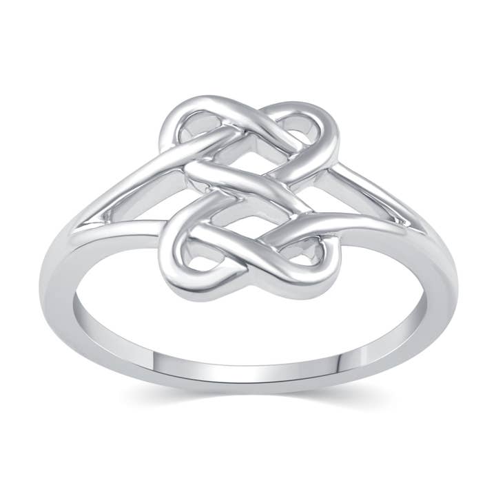 Infinity Heart Knot Duo Ring in 925 Sterling Silver for wholesale by Prime and Pure