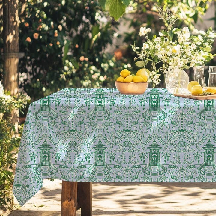 Chinoiserie Palms Tablecloth for wholesale by Britt Mills Design