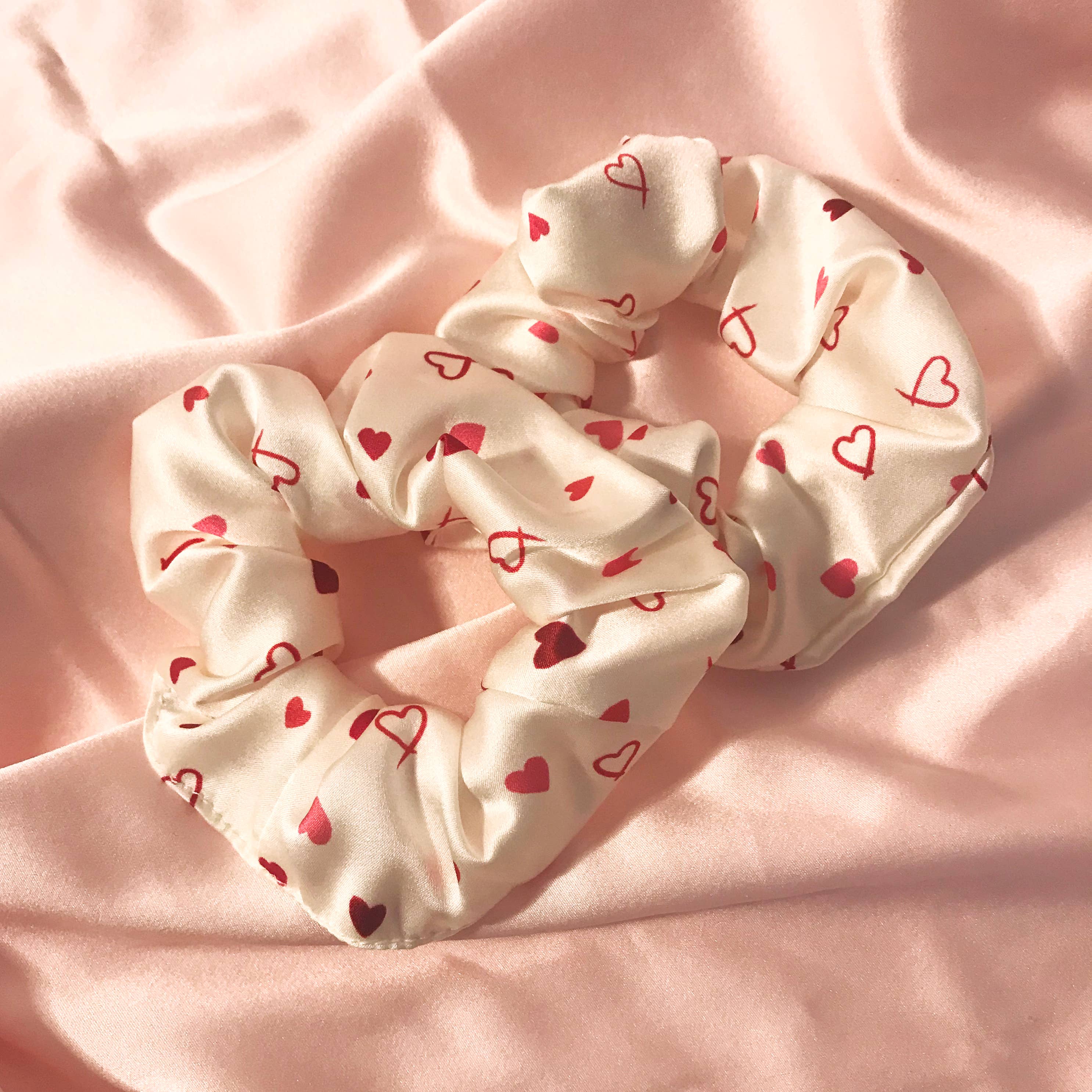Mille Saisons – wholesale Scrunchie - Women’s – Heart Print Mulberry Silk Astrid Scrunchie- Sewn in the UK2