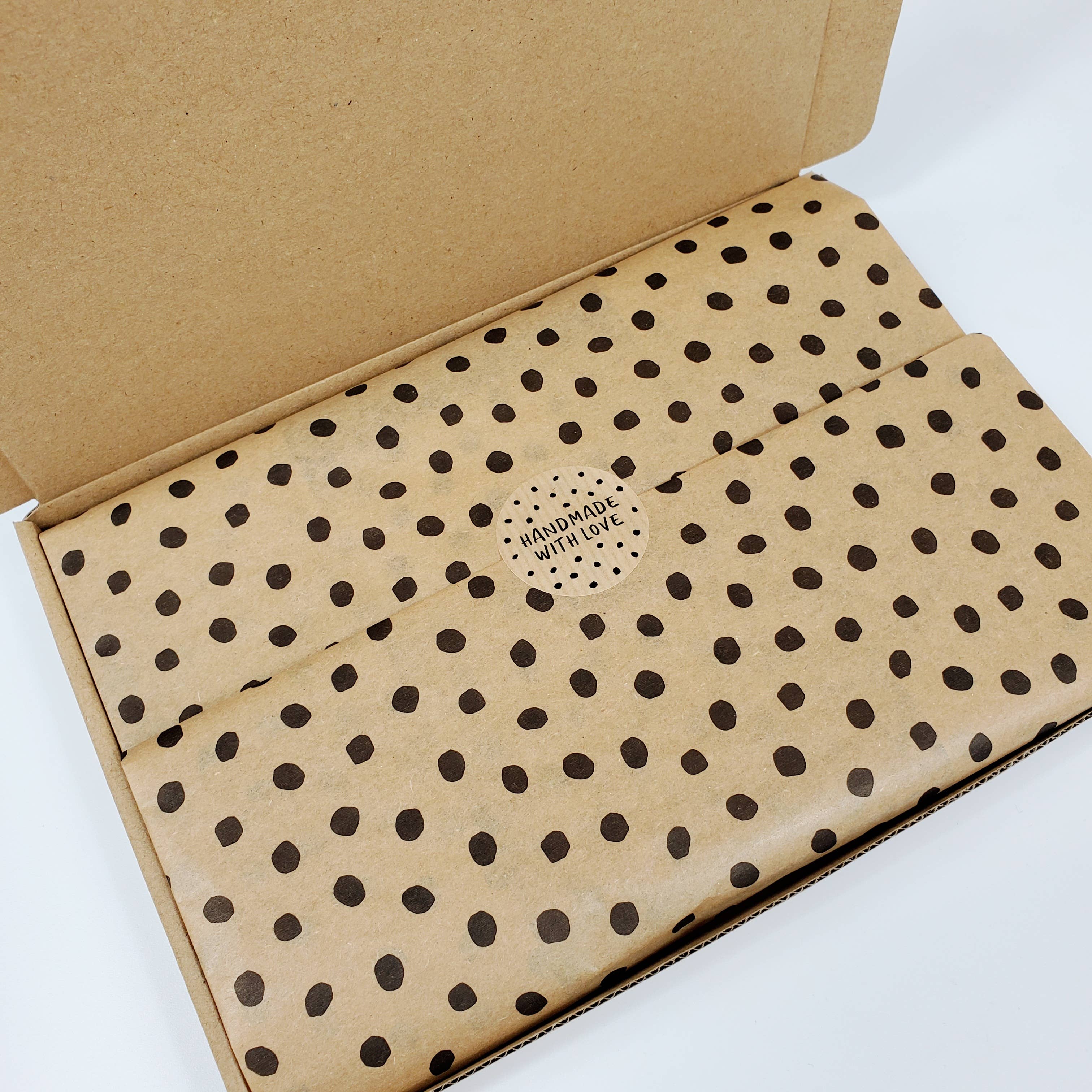 Tissue & Tape - Vente Papiers de soie - Papier de soie Kraft marron à pois3