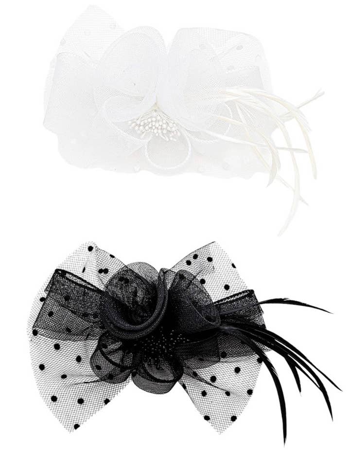 Oversized Feather Fascinator Brooch Set for wholesale by Artini Accessories