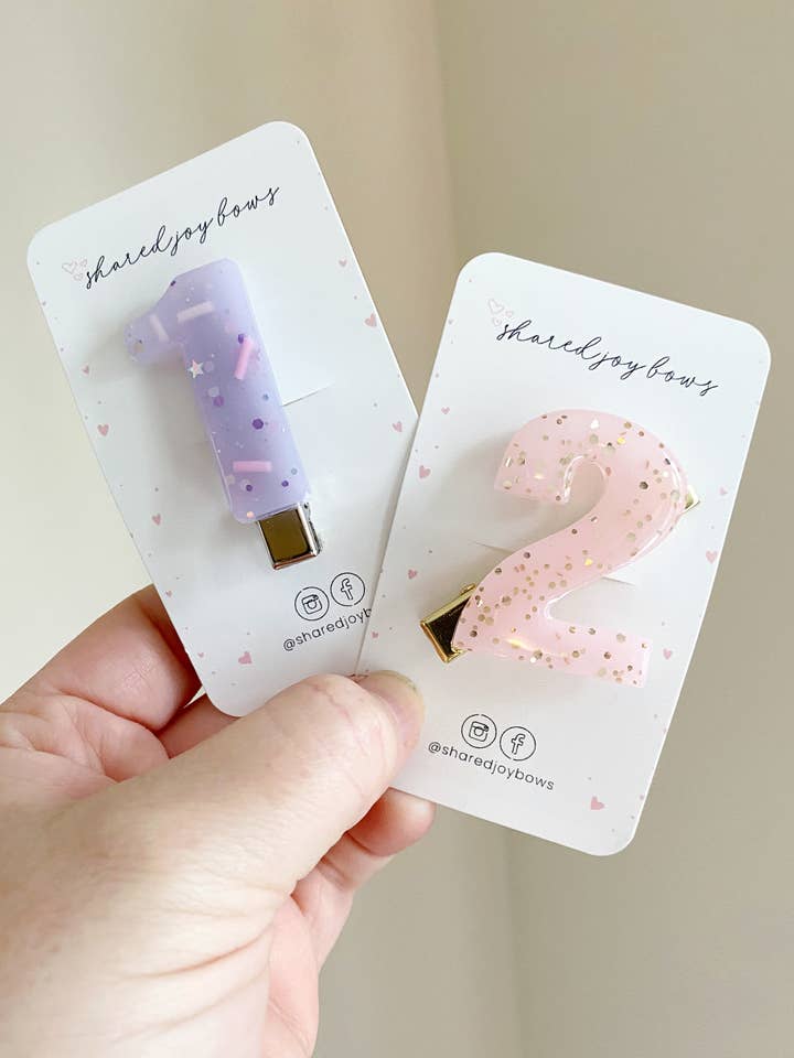 Birthday Number Hair Clips for wholesale by Shared Joy Bows