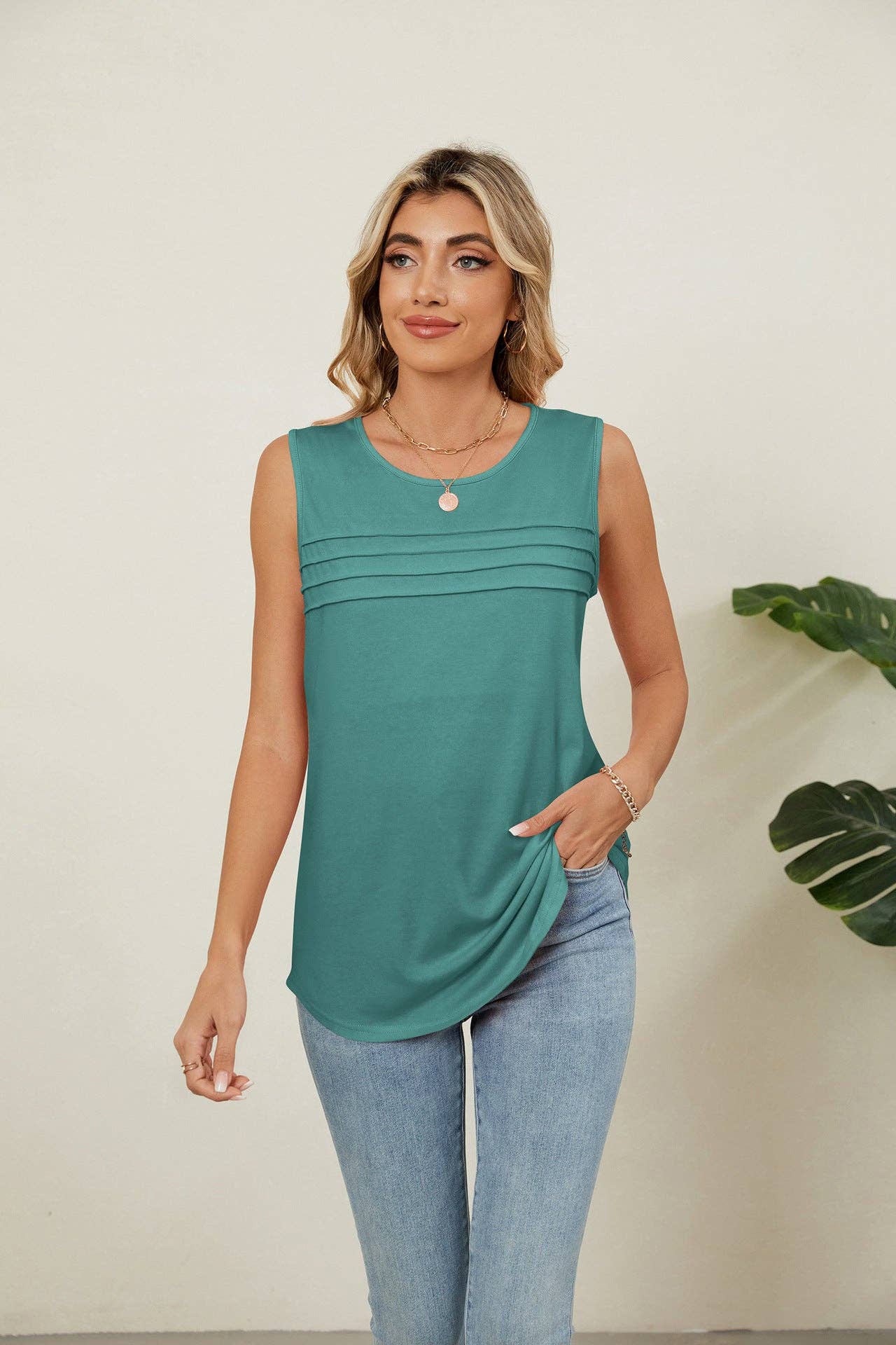 Lovesoft - Venta al por mayor Camiseta sin mangas - Mujer - Camiseta sin mangas de cuello redondo de ajuste holgado y color sólido6