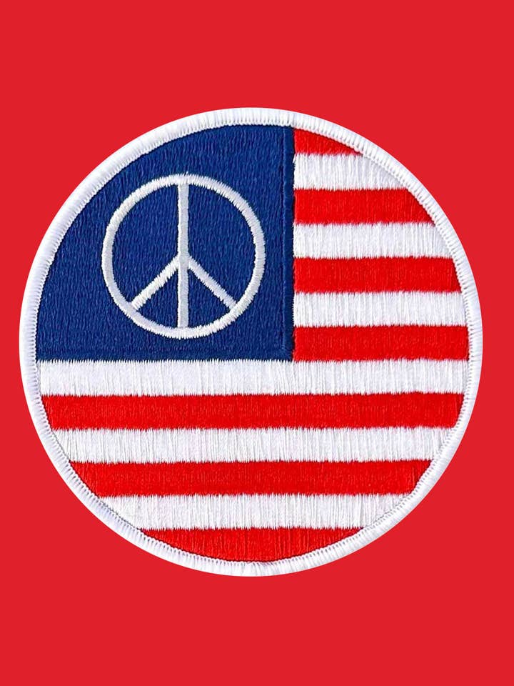 Klettverschluss-Patch USA-Flagge mit Friedenszeichen für den Großhandel von WOOLF WITH ME®