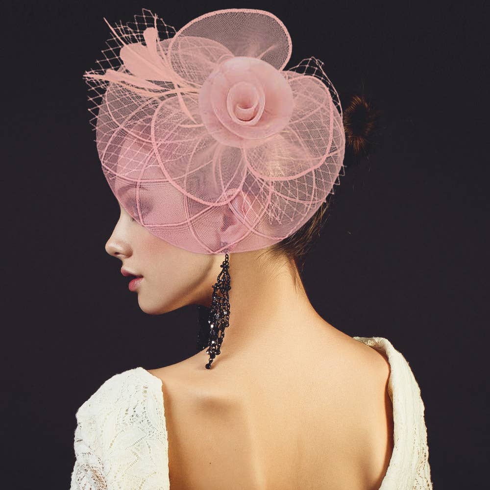 Sensibling Corp. - Vente Chapeau bibi – femme - Fascinateur / Bandeau en maille de plumes et fleurs4