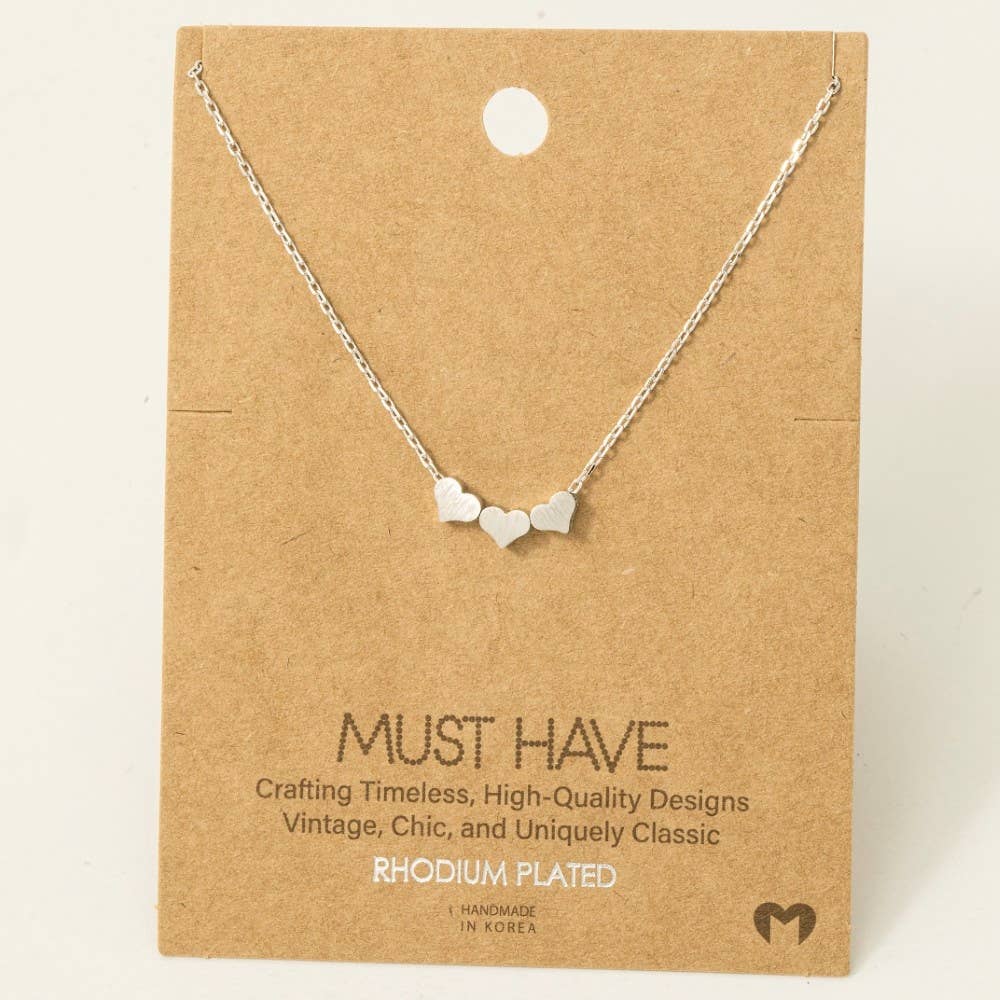 Fame Accessories - Wholesale Pendant/Charm Necklace - Three Dainty Hearts Necklace5