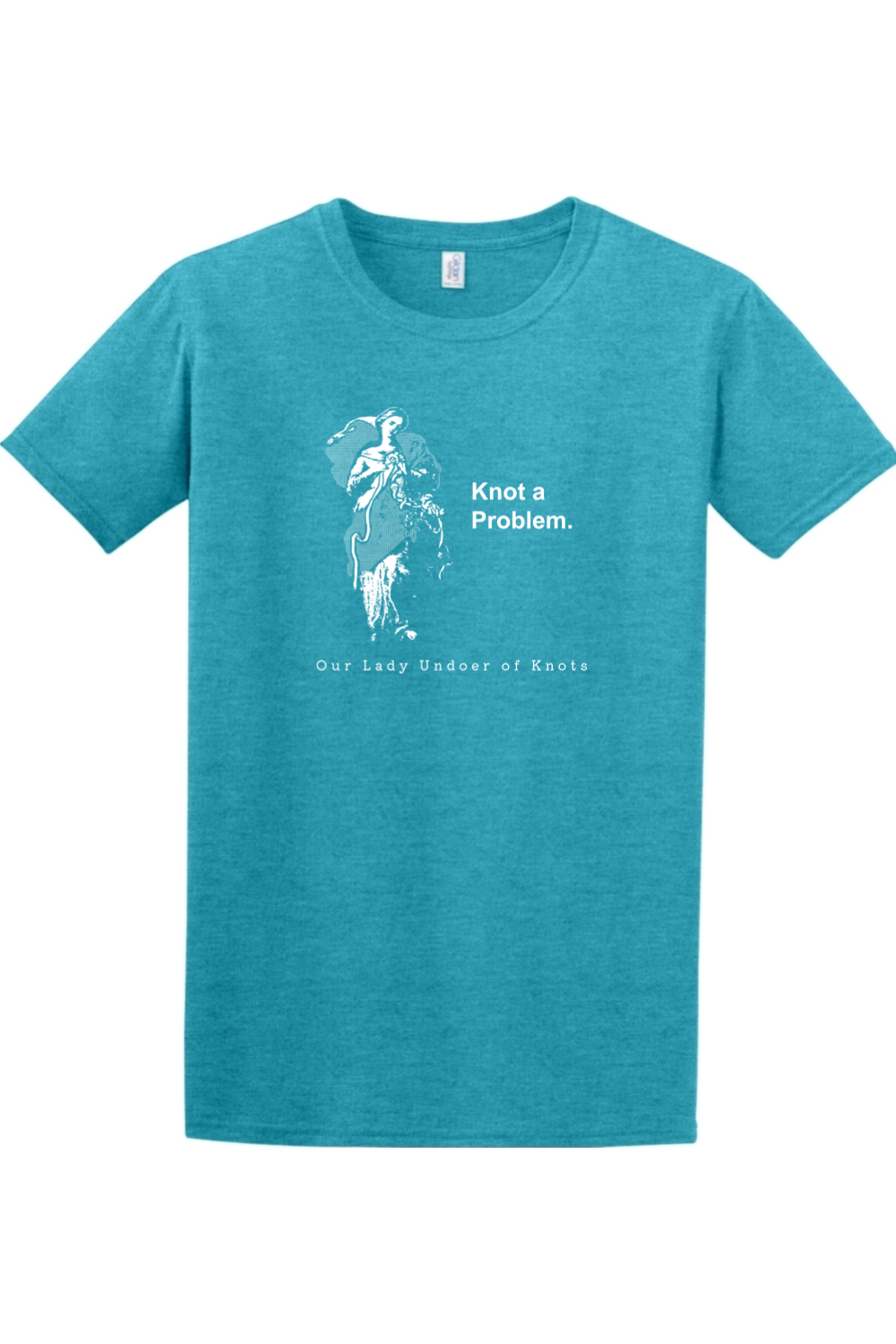 Sock Religious - Wholesale Screen Printed T-Shirt - Unisex - Knot a Problem - Our Lady Undoer of Knots Adult T-shirt4