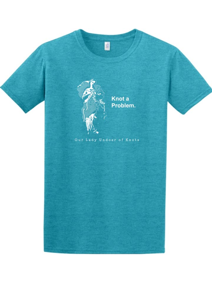 Sock Religious - Wholesale Screen Printed T-Shirt - Unisex - Knot a Problem - Our Lady Undoer of Knots Adult T-shirt4