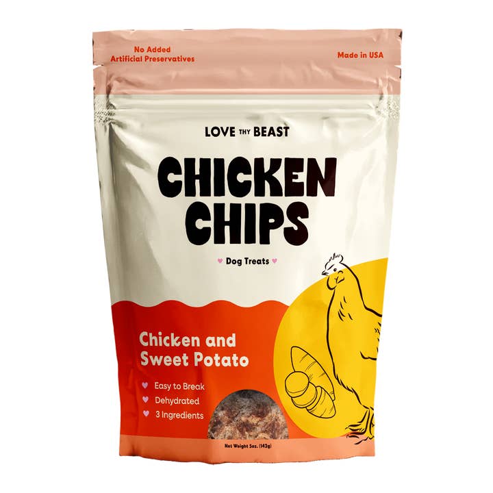 Chicken Chips, Dehydrated Dog Treats, 5-oz bag for wholesale by LoveThyBeast