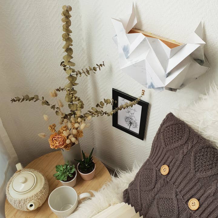 Gris Aplique mural de origami en papel - Motif Hiver de venta al por mayor en Faire