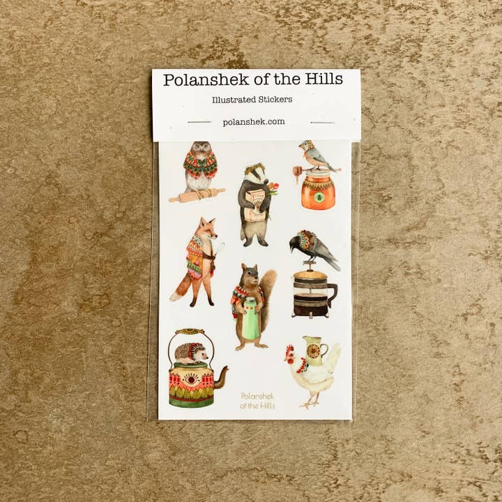 Woodland Kitchen Sticker Sheet for wholesale by Polanshek of the Hills
