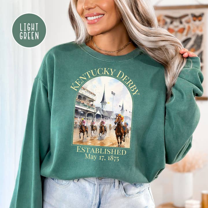 Sweatshirt Comfort Colors® da Corrida Kentucky Derby por atacado de CindyL Boutique