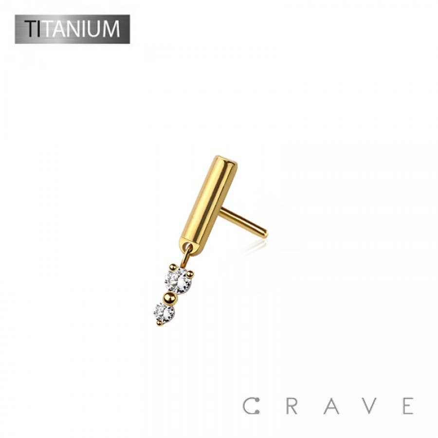 CRAVE - Wholesale Single Earring - IMPLANT GRADE TITANIUM THREADLESS PUSH IN BAR WITH DANGLE1