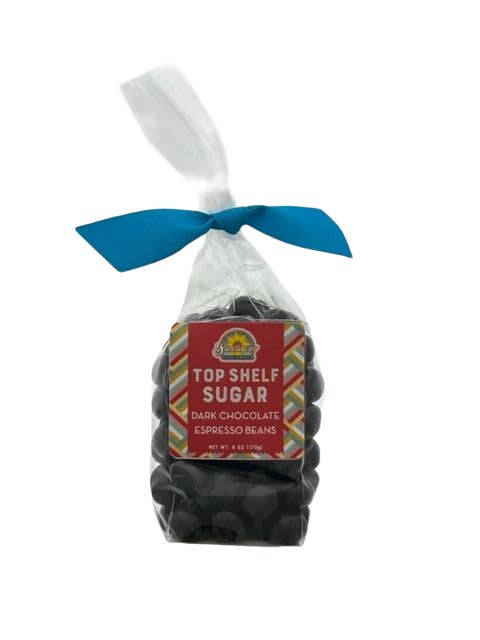 Gift Bag - Dark Chocolate Espresso Beans 6 oz. bag w/bow for wholesale by Sunflower Food Company