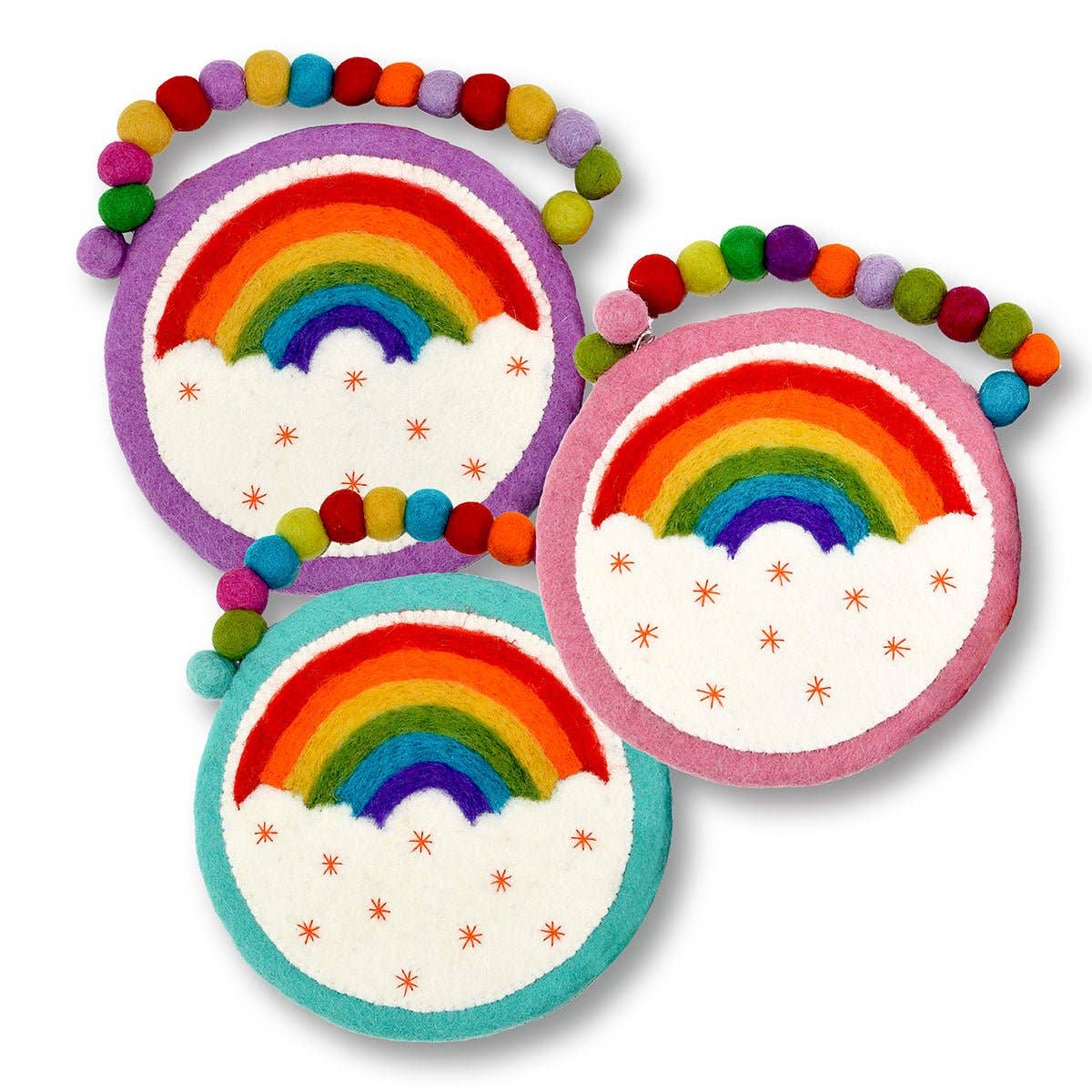 BNB Crafts Inc. - Wholesale Crossbody Bag - Kids - Rainbow and Cloud Ball Handle Kids Bag0