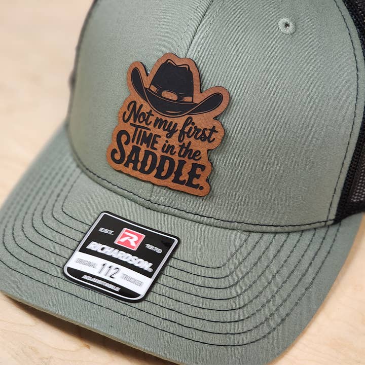 Olive Green Mesh Back Cap with Cowboy Patch for wholesale by Knot Creatives