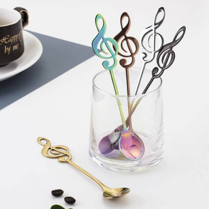 Sostraw & SmartThings – Colher de mesa (talheres) por atacado – Colher Music Note - 4 cores disponíveis2