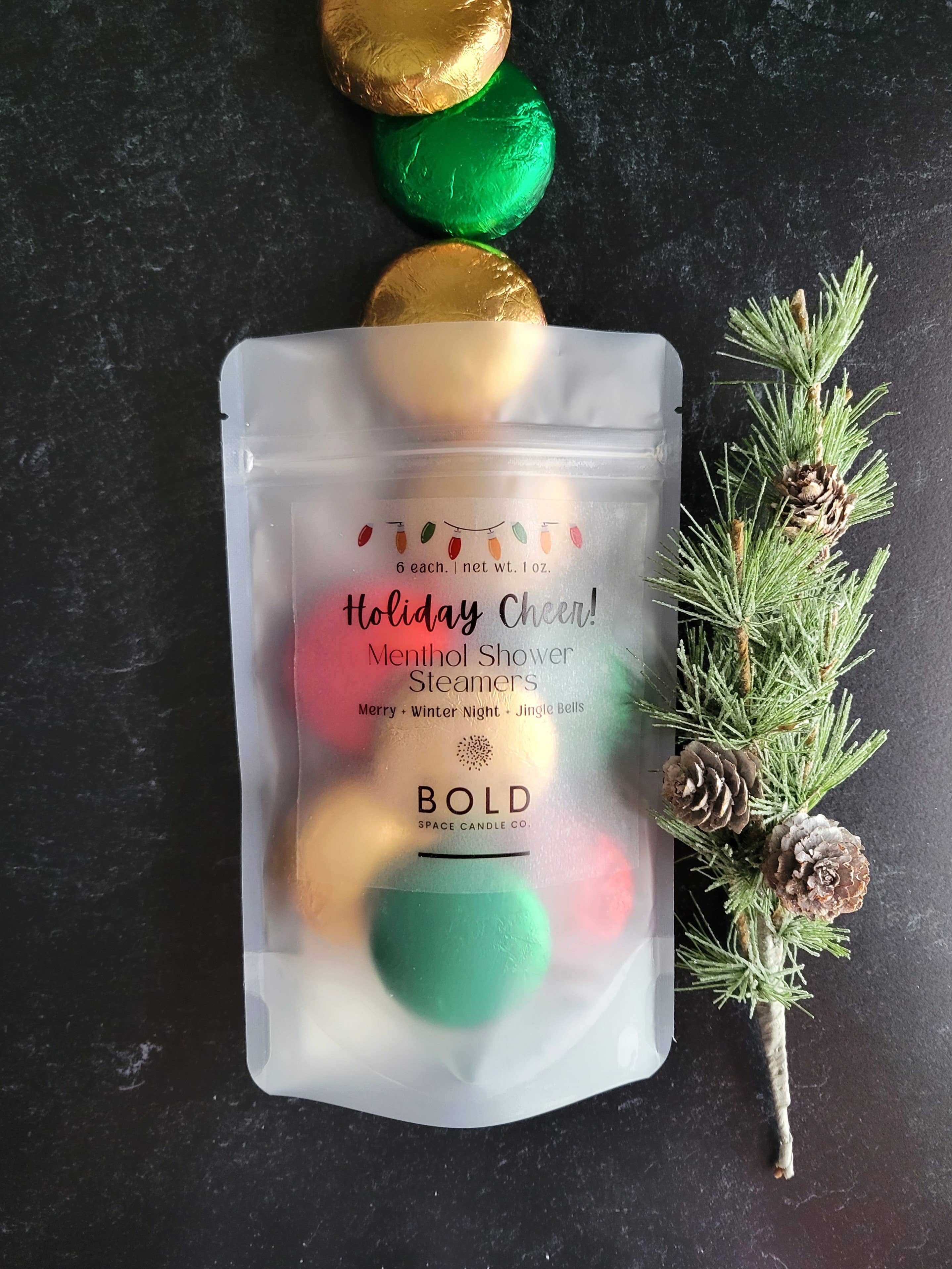 Bold Space Candle Co. - Vente Bombe de douche/galet bien-être pour la douche - Coffret Cadeau de 6 Bombes de Douche Festives – Fêtes 🎁3