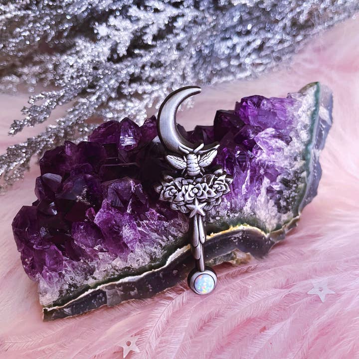 Lilly Baik - Wholesale Lapel Pin/Button - Celestial Bee Magic Wand Opal Lapel Pin1