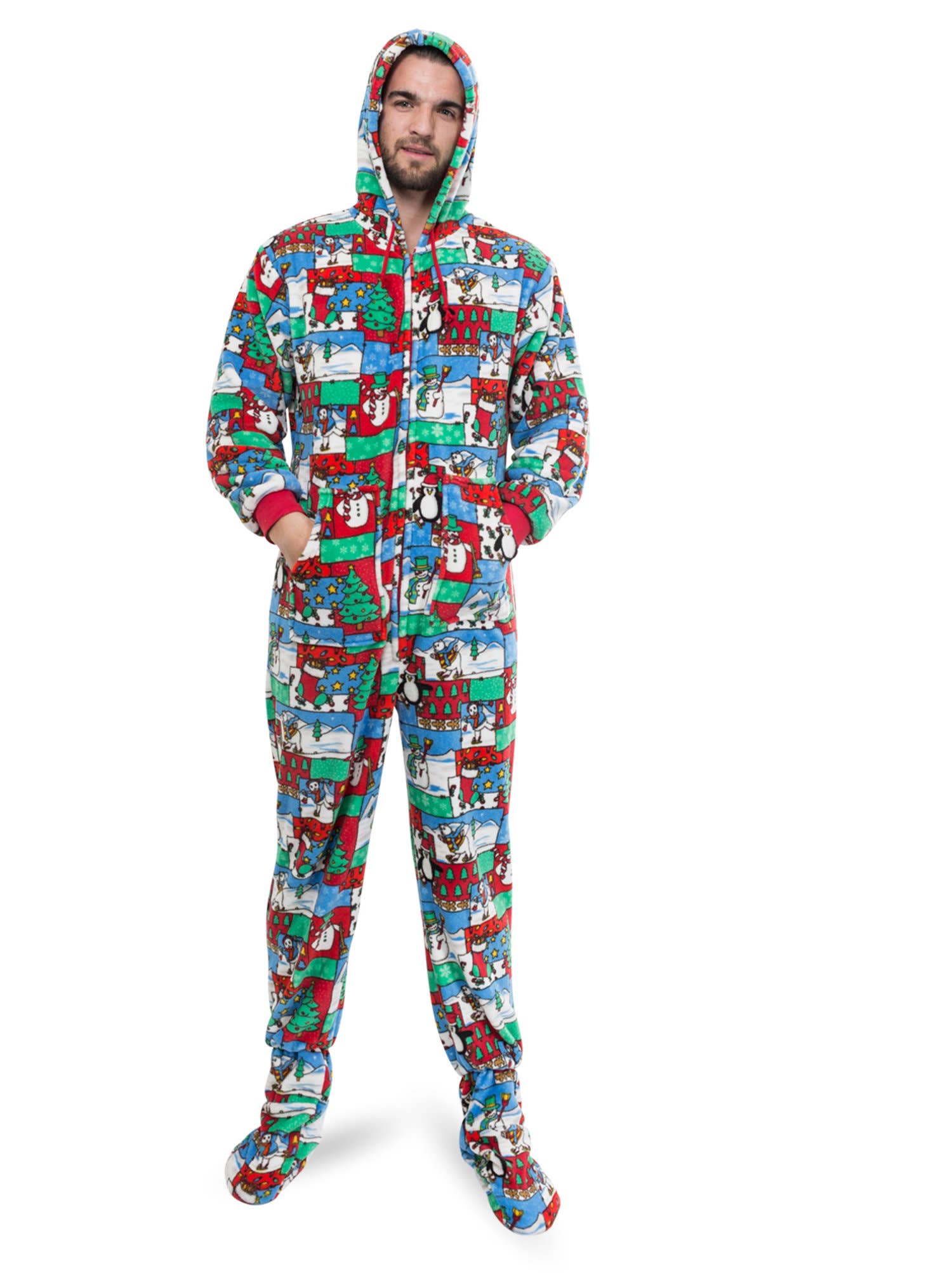 Big Feet Pajamas - Wholesale Onesie - Women's - Winter Fun Christmas Adult Footed Pajamas with Hood2