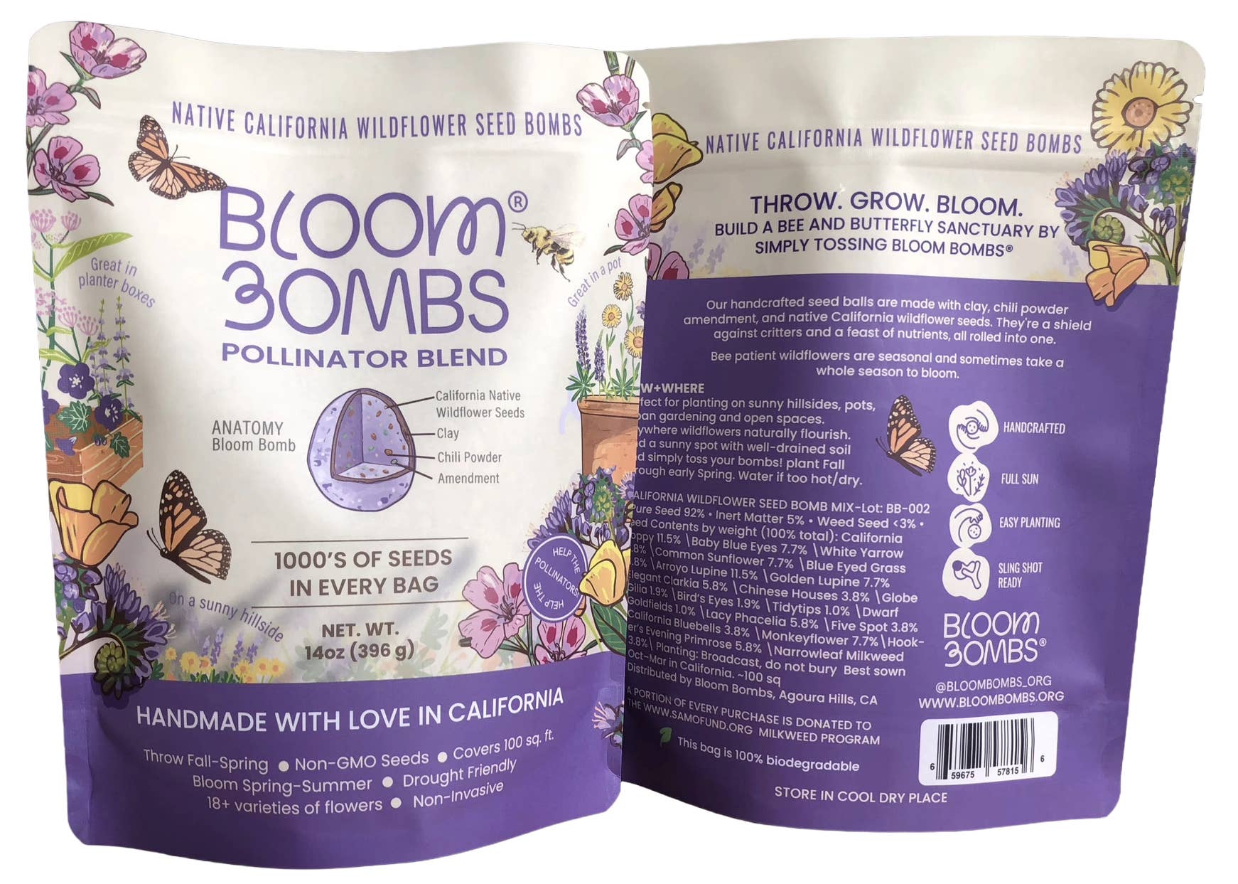 Bloom Bombs – Großhandel Pflanzensamen – Kalifornische einheimische Wildblumensamenkugeln 14oz.