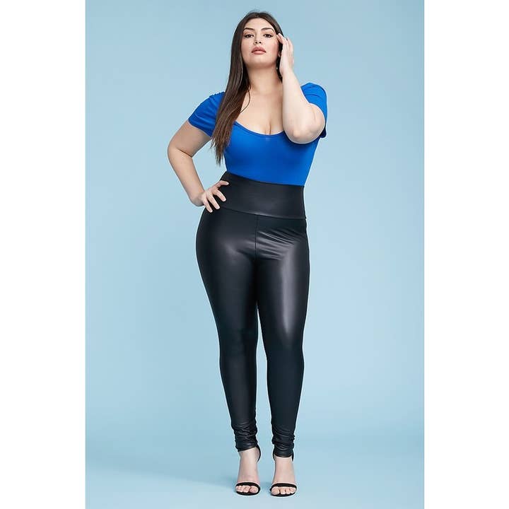 Black Pearl Clothing - Wholesale Fashion Leggings - Women's - Faux leather high waist Leggings