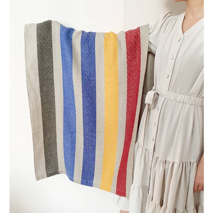 Matrinna – wholesale Strandhandduk – Färgglad randig linne strandhandduk, spa-lakan
