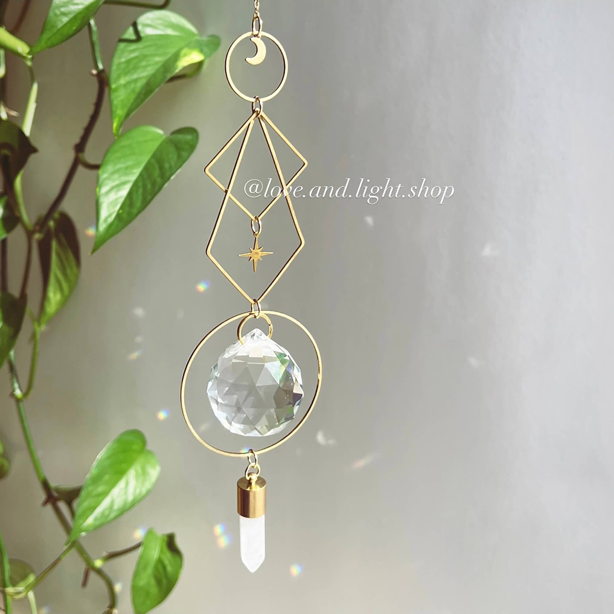 Love + Light – wholesale Suncatcher – ATRIA Celestial Suncatcher + Clear Quartz Crystal1