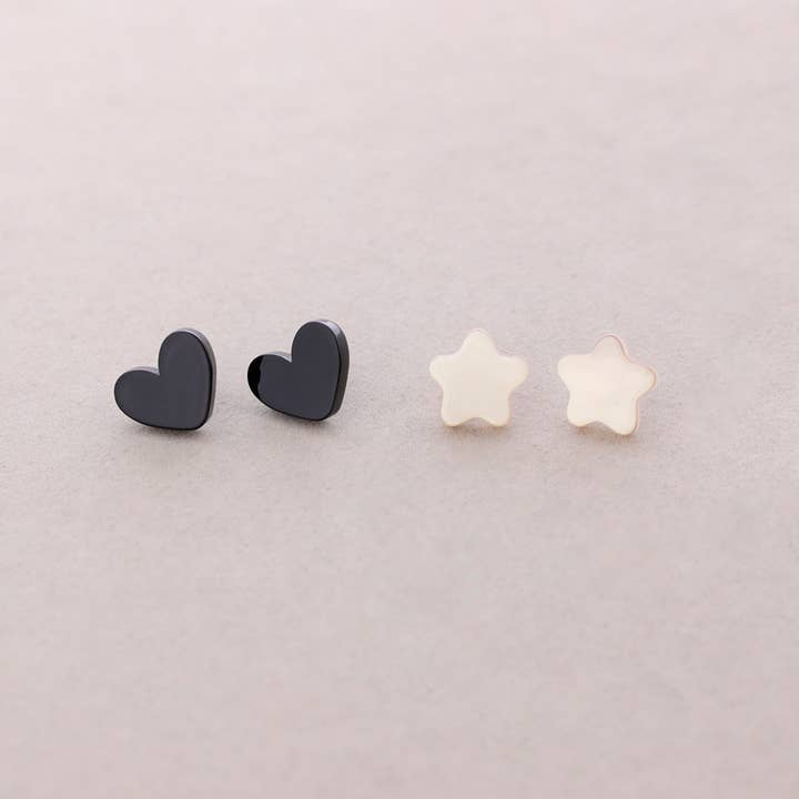 Sonata - Wholesale Snap Jewelry - Set of 2 Earrings Heart Star Resin1