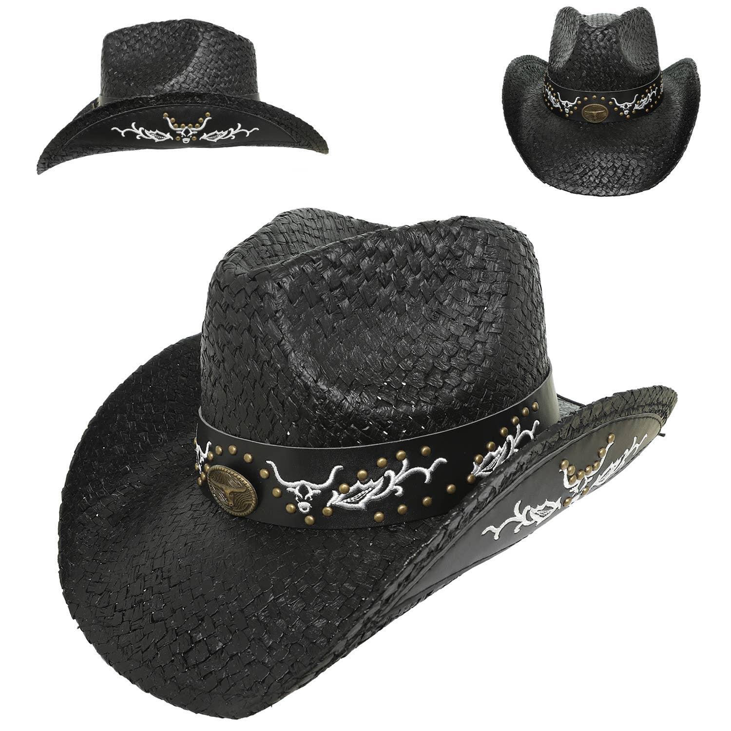 SP Sophia Collection - Wholesale Cowboy Hat - Women's - Western Rhinestone Embellished Straw Cowboy Hat 5