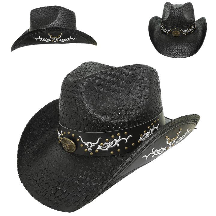 SP Sophia Collection - Wholesale Cowboy Hat - Women's - Western Rhinestone Embellished Straw Cowboy Hat 5